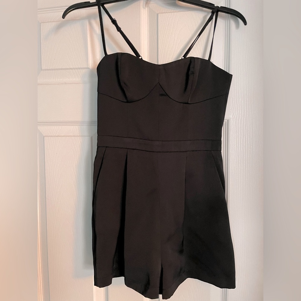 TopShop Size 2 Black Satin Romper